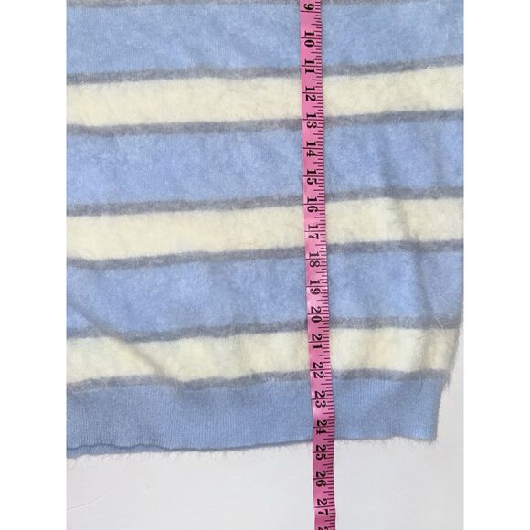 J.Crew Brushed Cashmere Relaxed Crewneck Sweater Striped Blue Ivory Grey Prep XS - Picture 10 of 15